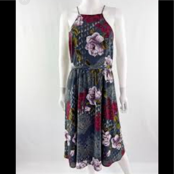 Everly Dresses & Skirts - EVERLY High Neck Halter Midi Floral Dress Size Large